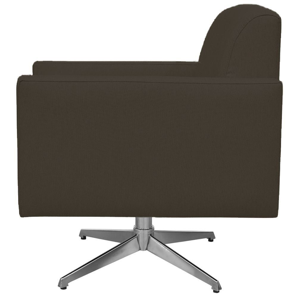 Poltrona Decorativa com Base Giratória Para Sala de Estar Helô L02 Suede Marrom - Lyam Decor