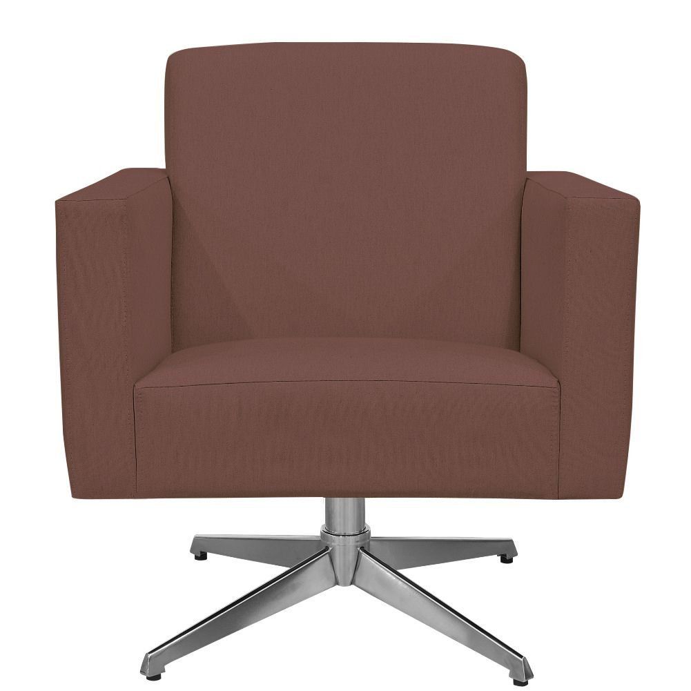 Poltrona Decorativa com Base Giratória Para Sala de Estar Helô L02 Suede Rosê - Lyam Decor