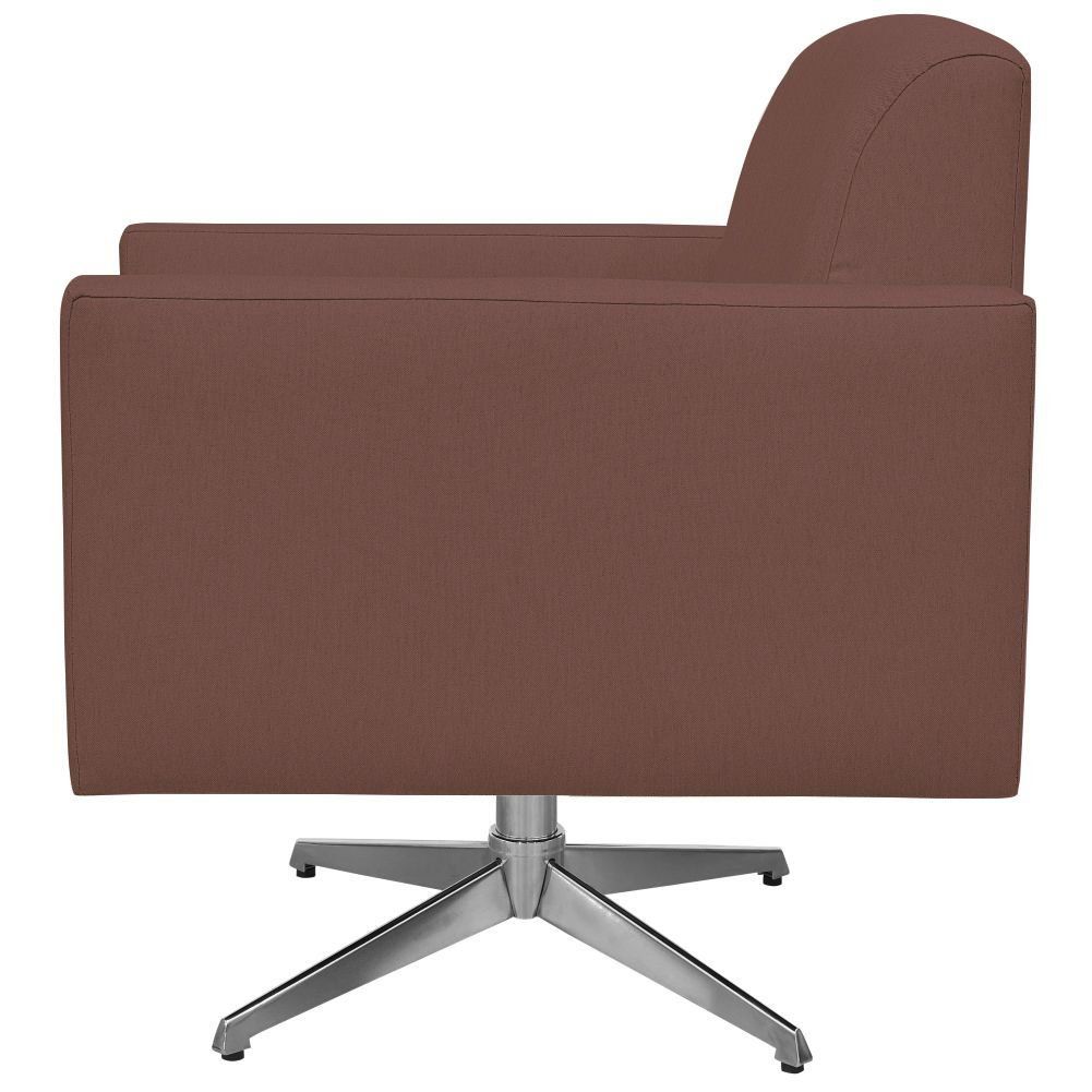 Poltrona Decorativa com Base Giratória Para Sala de Estar Helô L02 Suede Rosê - Lyam Decor