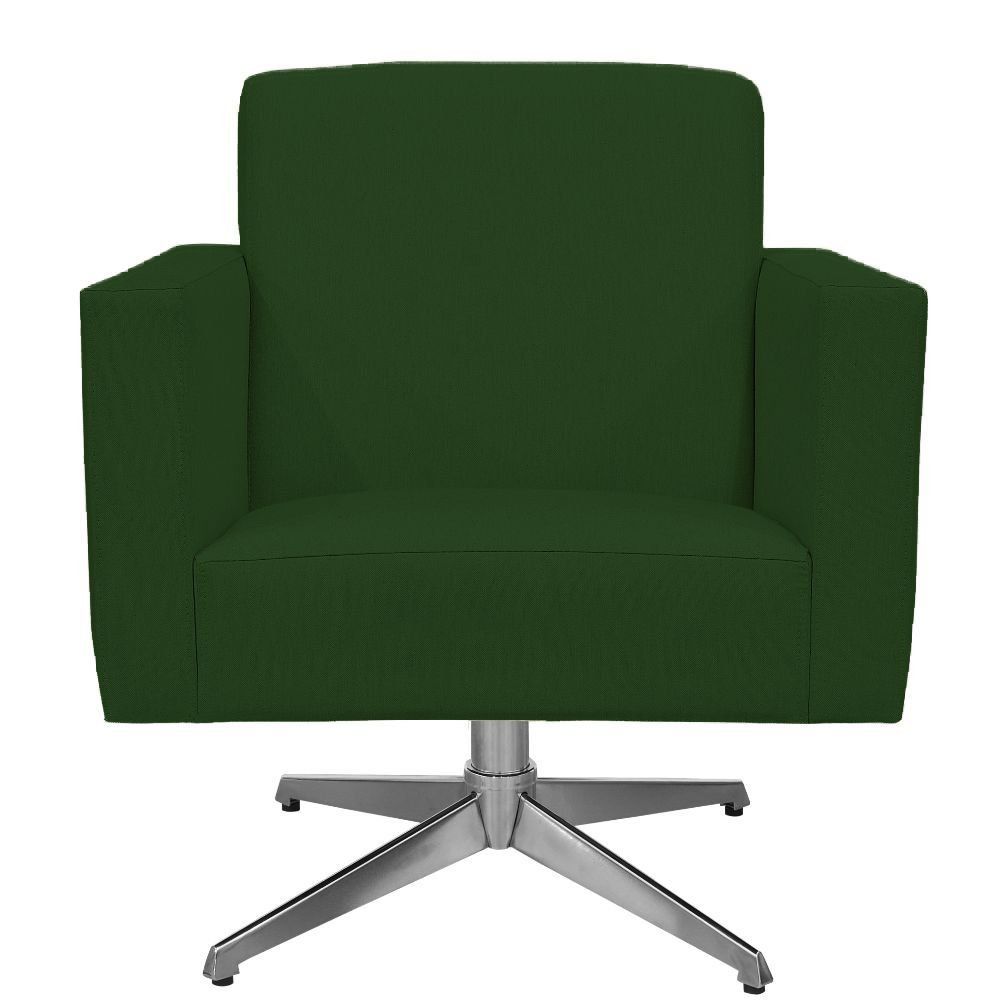 Poltrona Decorativa com Base Giratória Para Sala de Estar Helô L02 Suede Verde Musgo - Lyam Decor