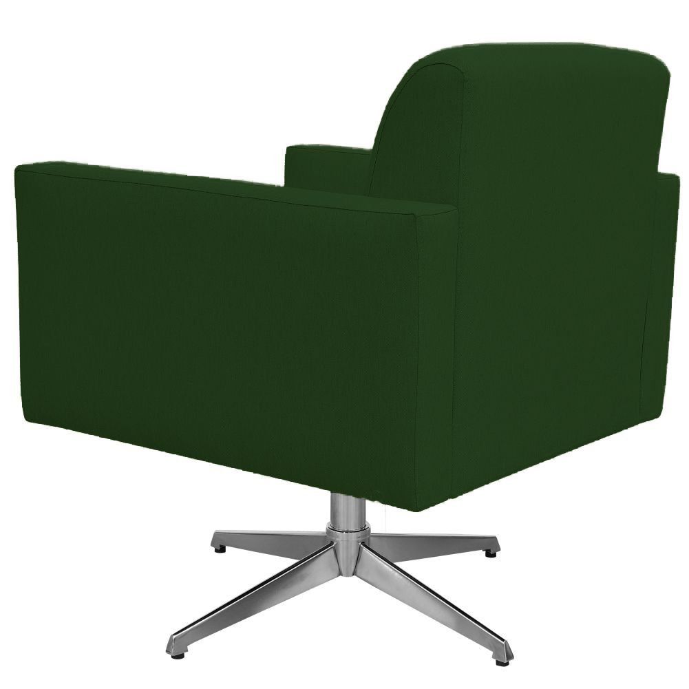 Poltrona Decorativa com Base Giratória Para Sala de Estar Helô L02 Suede Verde Musgo - Lyam Decor