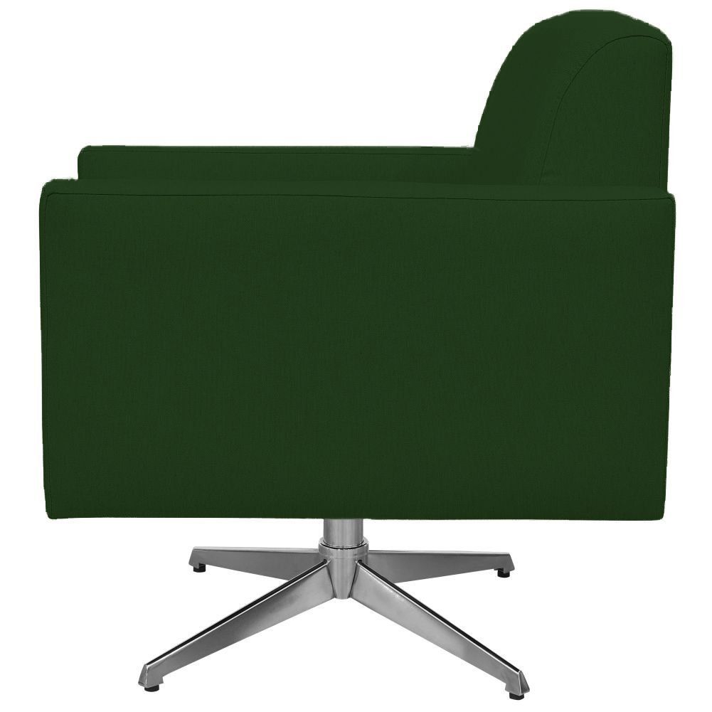 Poltrona Decorativa com Base Giratória Para Sala de Estar Helô L02 Suede Verde Musgo - Lyam Decor