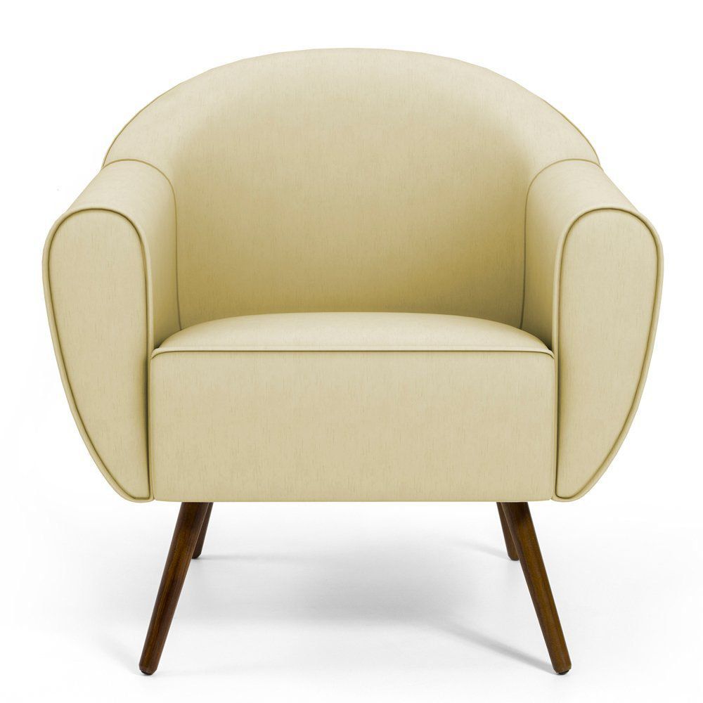 Poltrona Decorativa com Pés Palito Nina D02 Corano Bege C-26 - Lyam Decor