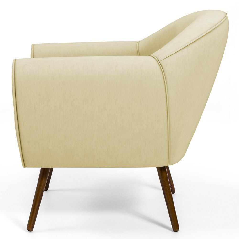 Poltrona Decorativa com Pés Palito Nina D02 Corano Bege C-26 - Lyam Decor
