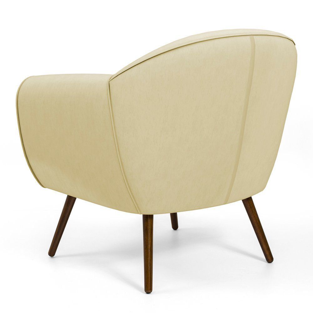Poltrona Decorativa com Pés Palito Nina D02 Corano Bege C-26 - Lyam Decor