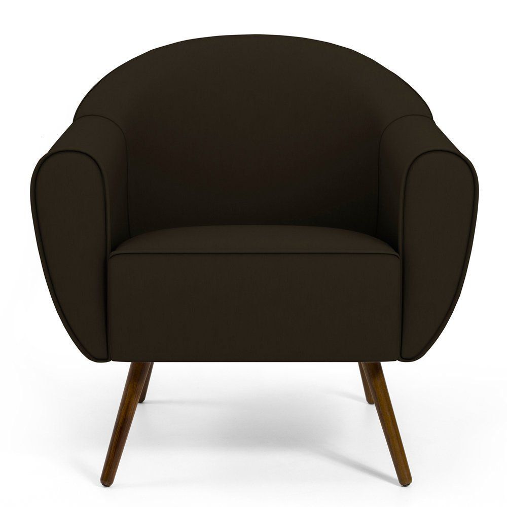 Poltrona Decorativa com Pés Palito Nina D02 Corano Marrom C-34 - Lyam Decor