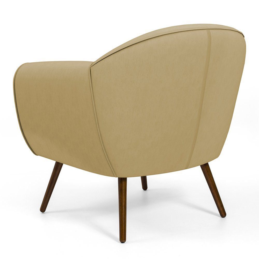 Poltrona Decorativa com Pés Palito Nina D02 Veludo Liso Bege Escuro C-68 -Lyam Decor