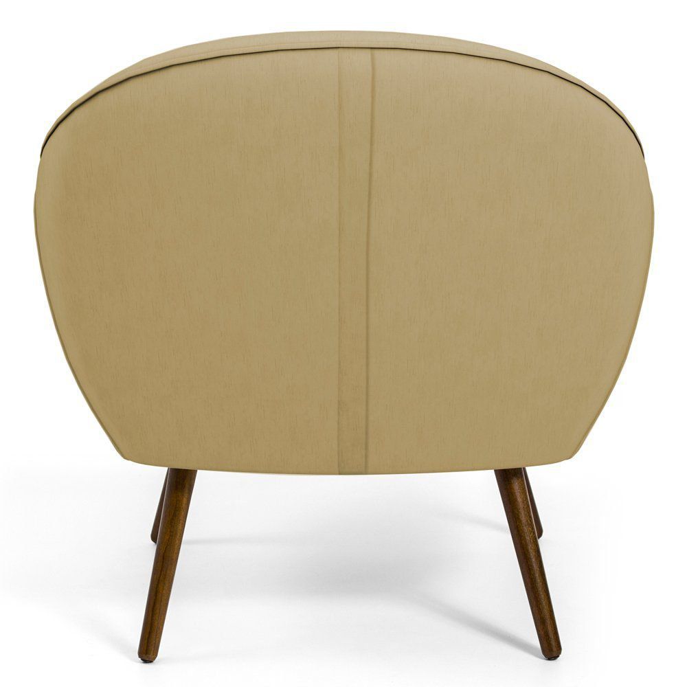 Poltrona Decorativa com Pés Palito Nina D02 Veludo Liso Bege Escuro C-68 -Lyam Decor