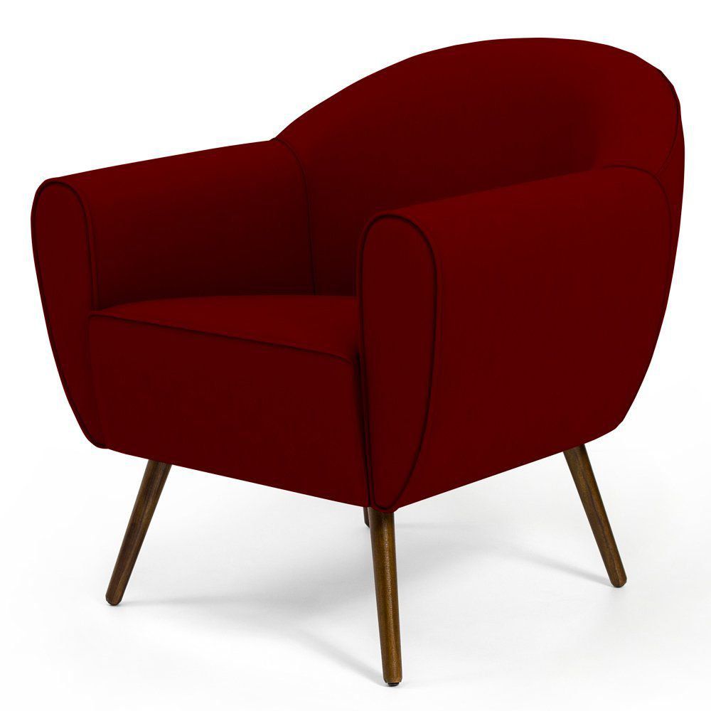 Poltrona Decorativa com Pés Palito Nina D02 Veludo Marsala C-278 - Lyam Decor