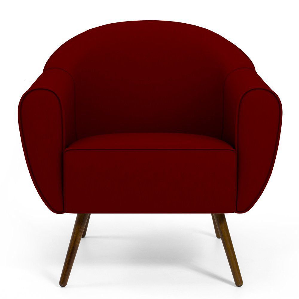 Poltrona Decorativa com Pés Palito Nina D02 Veludo Marsala C-278 - Lyam Decor