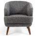 Poltrona Decorativa com Pés de Madeira Tamara D02 Linho Chumbo D-469 - Lyam Decor
