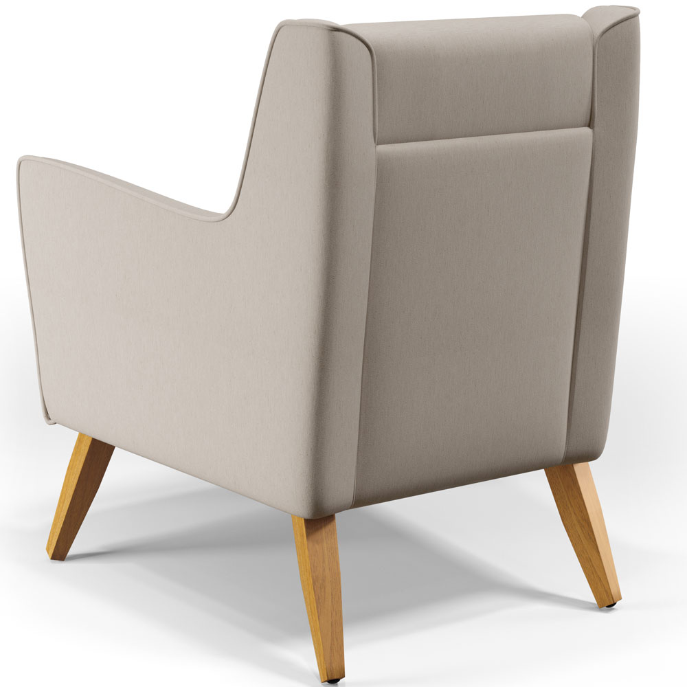 Poltrona Decorativa com Pés de Madeira Taroba D02 Linho Bege C-107 - Lyam Decor