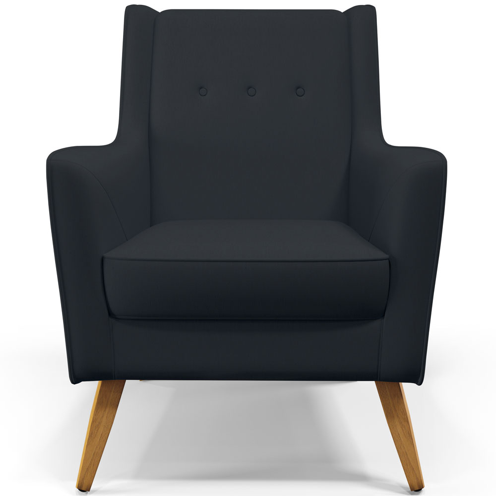 Poltrona Decorativa com Pés de Madeira Taroba D02 Linho Chumbo D-465 - Lyam Decor