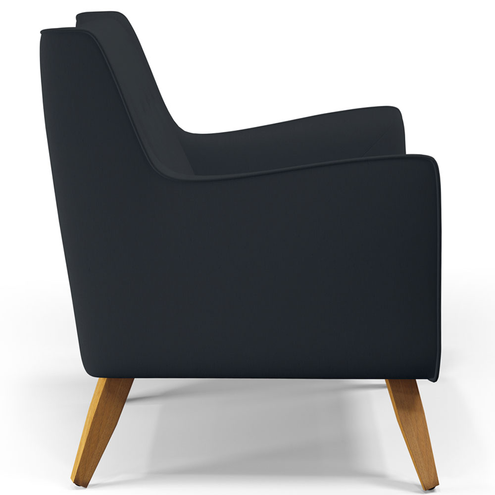 Poltrona Decorativa com Pés de Madeira Taroba D02 Linho Chumbo D-465 - Lyam Decor
