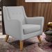 Poltrona Decorativa com Pés de Madeira Taroba D02 Linho Cinza D-315 - Lyam Decor