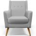 Poltrona Decorativa com Pés de Madeira Taroba D02 Linho Cinza D-315 - Lyam Decor