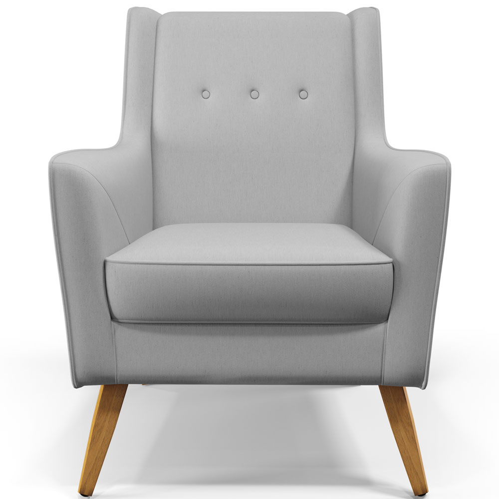 Poltrona Decorativa com Pés de Madeira Taroba D02 Linho Cinza D-315 - Lyam Decor