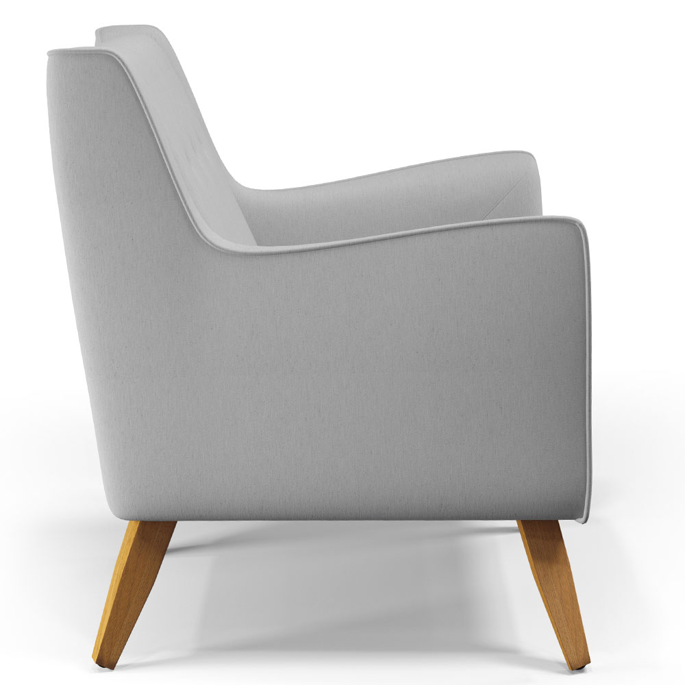 Poltrona Decorativa com Pés de Madeira Taroba D02 Linho Cinza D-315 - Lyam Decor