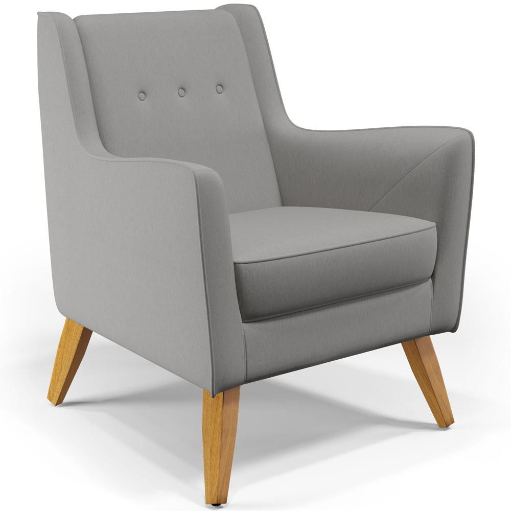 Poltrona Decorativa com Pés de Madeira Taroba D02 Linho Cinza Escuro C-416 - Lyam Decor