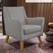 Poltrona Decorativa com Pés de Madeira Taroba D02 Linho Cinza Escuro C-416 - Lyam Decor