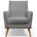 Poltrona Decorativa com Pés de Madeira Taroba D02 Linho Cinza Escuro C-416 - Lyam Decor