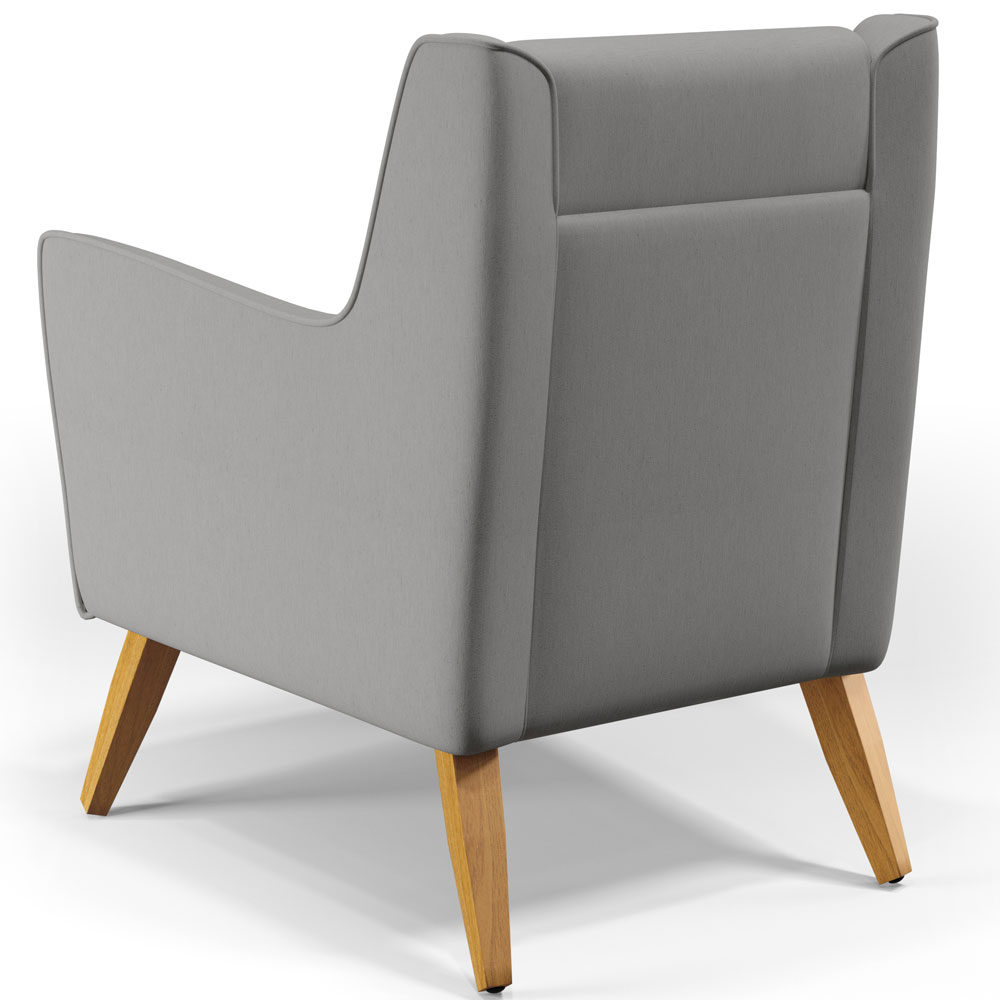 Poltrona Decorativa com Pés de Madeira Taroba D02 Linho Cinza Escuro C-416 - Lyam Decor