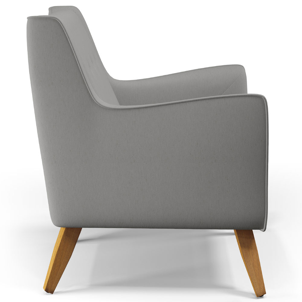Poltrona Decorativa com Pés de Madeira Taroba D02 Linho Cinza Escuro C-416 - Lyam Decor