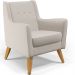 Poltrona Decorativa com Pés de Madeira Taroba D02 Linho Cru C-443 - Lyam Decor