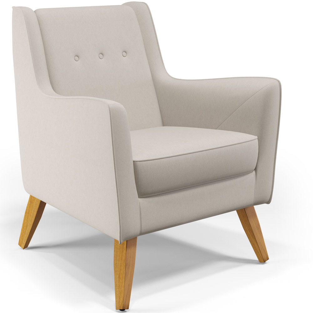 Poltrona Decorativa com Pés de Madeira Taroba D02 Linho Cru C-443 - Lyam Decor