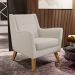 Poltrona Decorativa com Pés de Madeira Taroba D02 Linho Cru C-443 - Lyam Decor