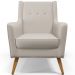 Poltrona Decorativa com Pés de Madeira Taroba D02 Linho Cru C-443 - Lyam Decor