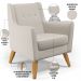 Poltrona Decorativa com Pés de Madeira Taroba D02 Linho Cru C-443 - Lyam Decor