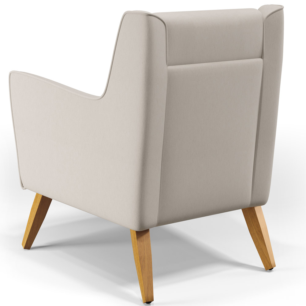 Poltrona Decorativa com Pés de Madeira Taroba D02 Linho Cru C-443 - Lyam Decor