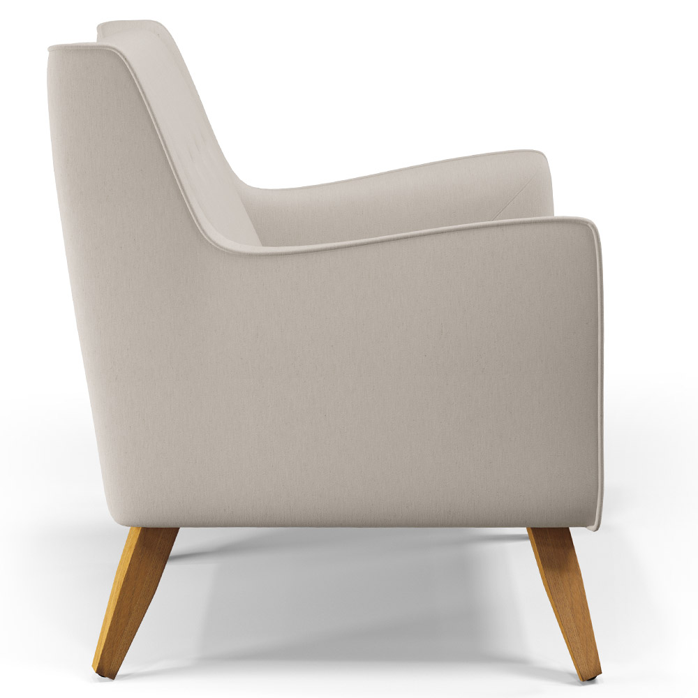 Poltrona Decorativa com Pés de Madeira Taroba D02 Linho Cru C-443 - Lyam Decor