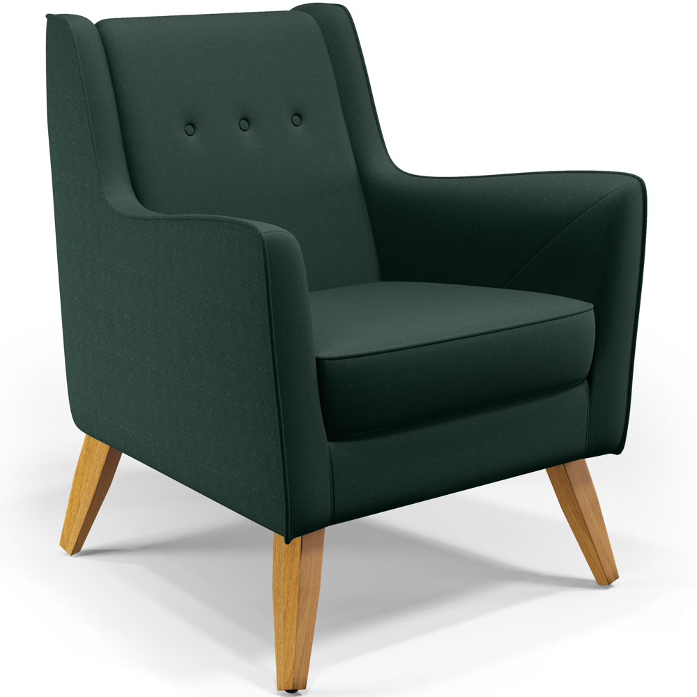 Poltrona Decorativa com Pés de Madeira Taroba D02 Linho Verde C-117 - Lyam Decor