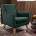 Poltrona Decorativa com Pés de Madeira Taroba D02 Linho Verde C-117 - Lyam Decor
