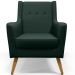 Poltrona Decorativa com Pés de Madeira Taroba D02 Linho Verde C-117 - Lyam Decor