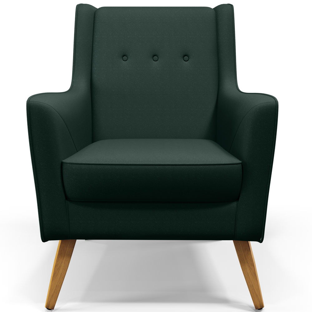 Poltrona Decorativa com Pés de Madeira Taroba D02 Linho Verde C-117 - Lyam Decor