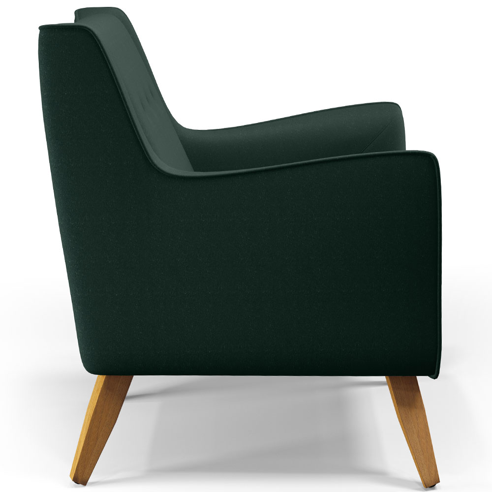 Poltrona Decorativa com Pés de Madeira Taroba D02 Linho Verde C-117 - Lyam Decor