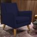 Poltrona Decorativa com Pés de Madeira Taroba D02 Veludo Azul Marinho C-304 - Lyam Decor