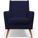 Poltrona Decorativa com Pés de Madeira Taroba D02 Veludo Azul Marinho C-304 - Lyam Decor