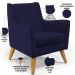 Poltrona Decorativa com Pés de Madeira Taroba D02 Veludo Azul Marinho C-304 - Lyam Decor
