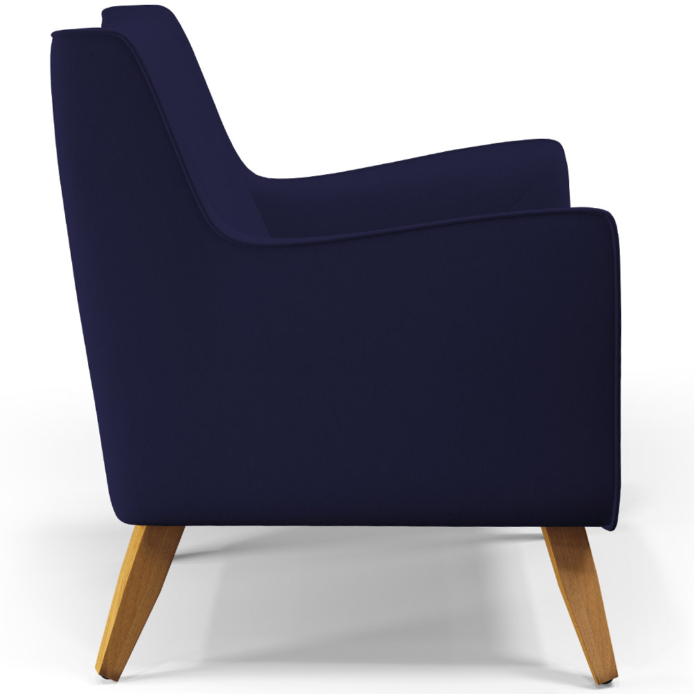 Poltrona Decorativa com Pés de Madeira Taroba D02 Veludo Azul Marinho C-304 - Lyam Decor