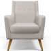 Poltrona Decorativa com Pés de Madeira Taroba D02 Veludo Bege C-309 - Lyam Decor