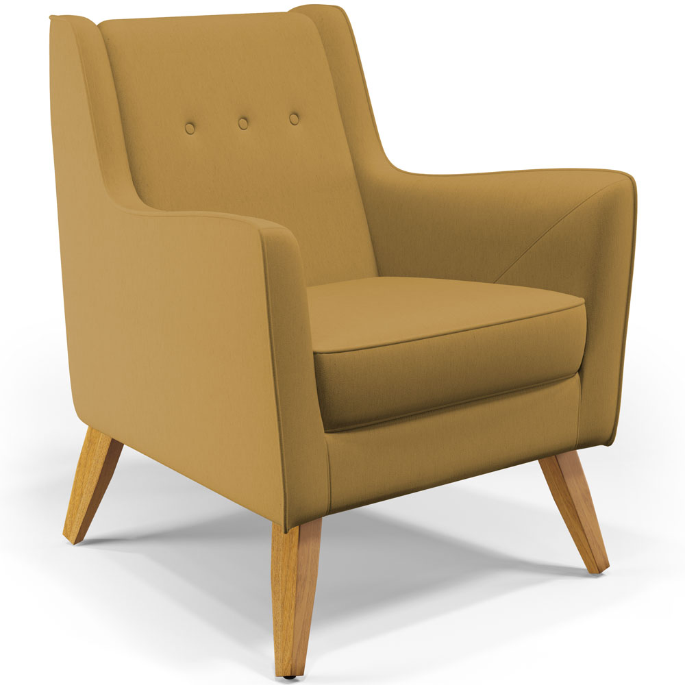 Poltrona Decorativa com Pés de Madeira Taroba D02 Veludo Mostarda C-260 - Lyam Decor