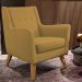 Poltrona Decorativa com Pés de Madeira Taroba D02 Veludo Mostarda C-260 - Lyam Decor