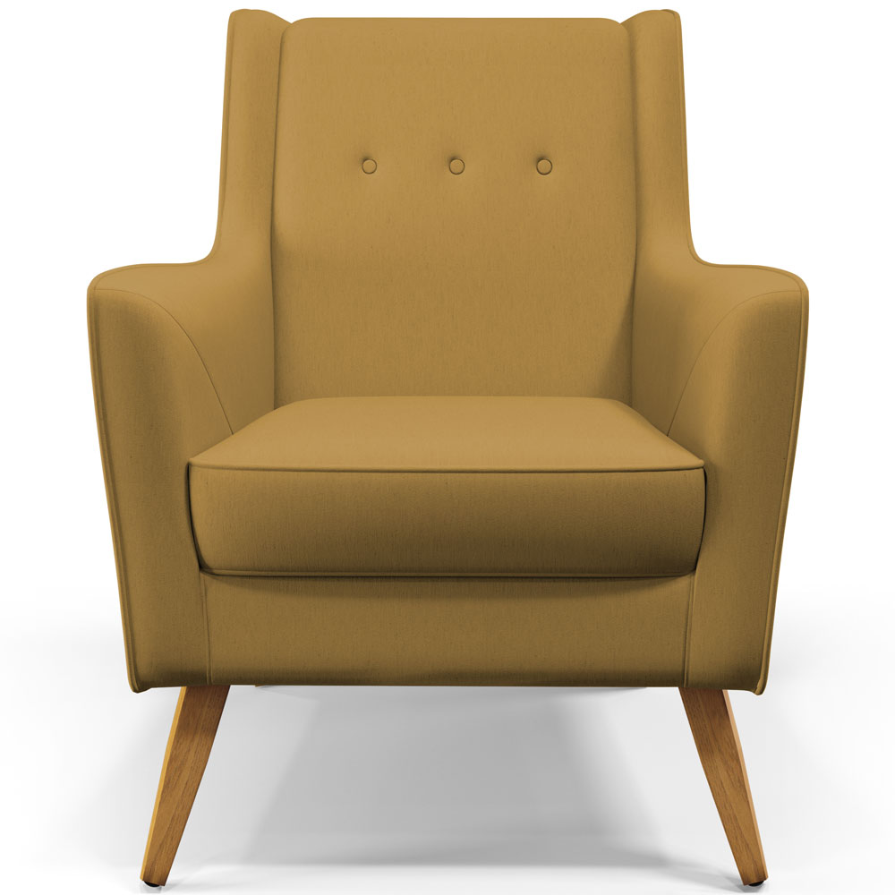 Poltrona Decorativa com Pés de Madeira Taroba D02 Veludo Mostarda C-260 - Lyam Decor