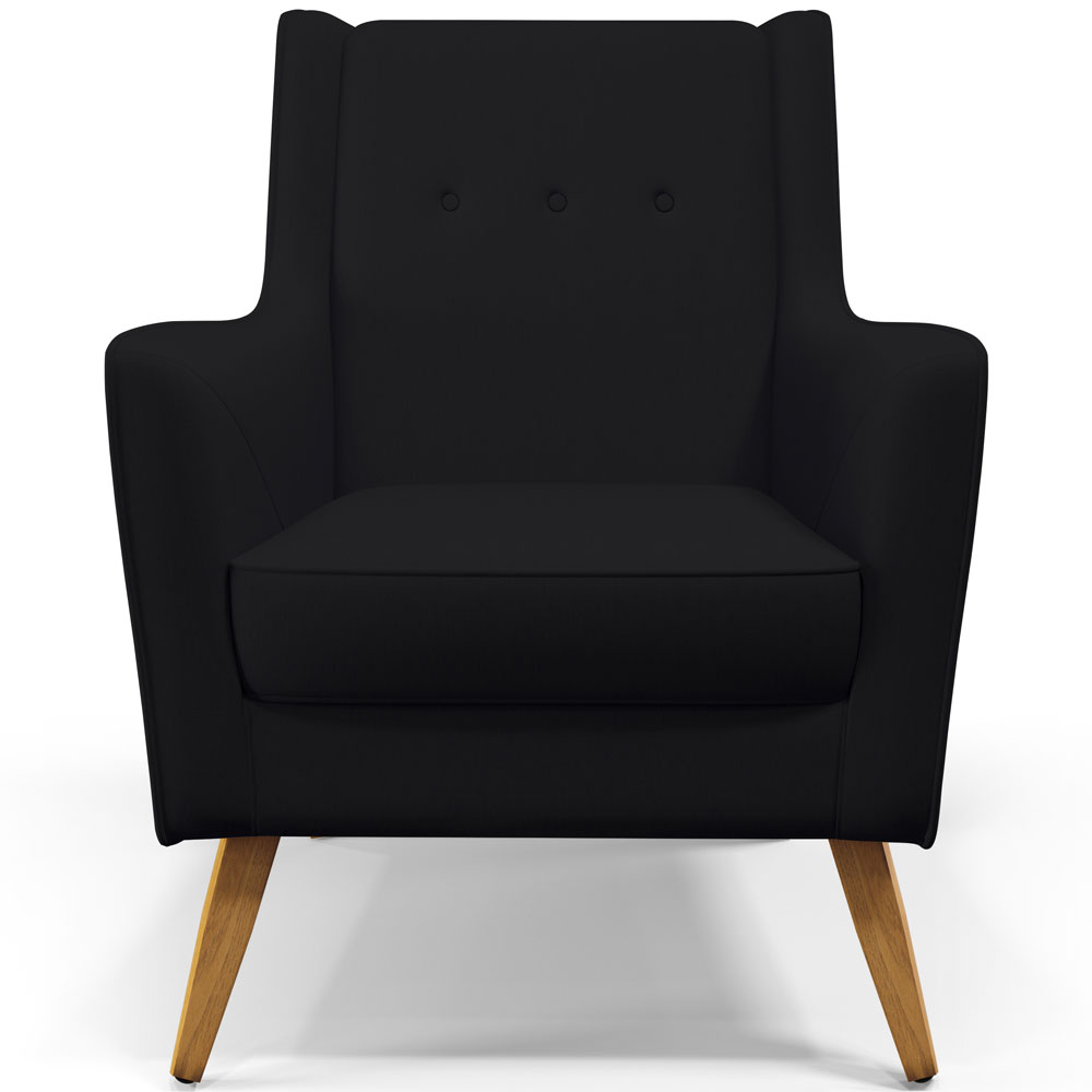 Poltrona Decorativa com Pés de Madeira Taroba D02 Veludo Preto C-300 - Lyam Decor