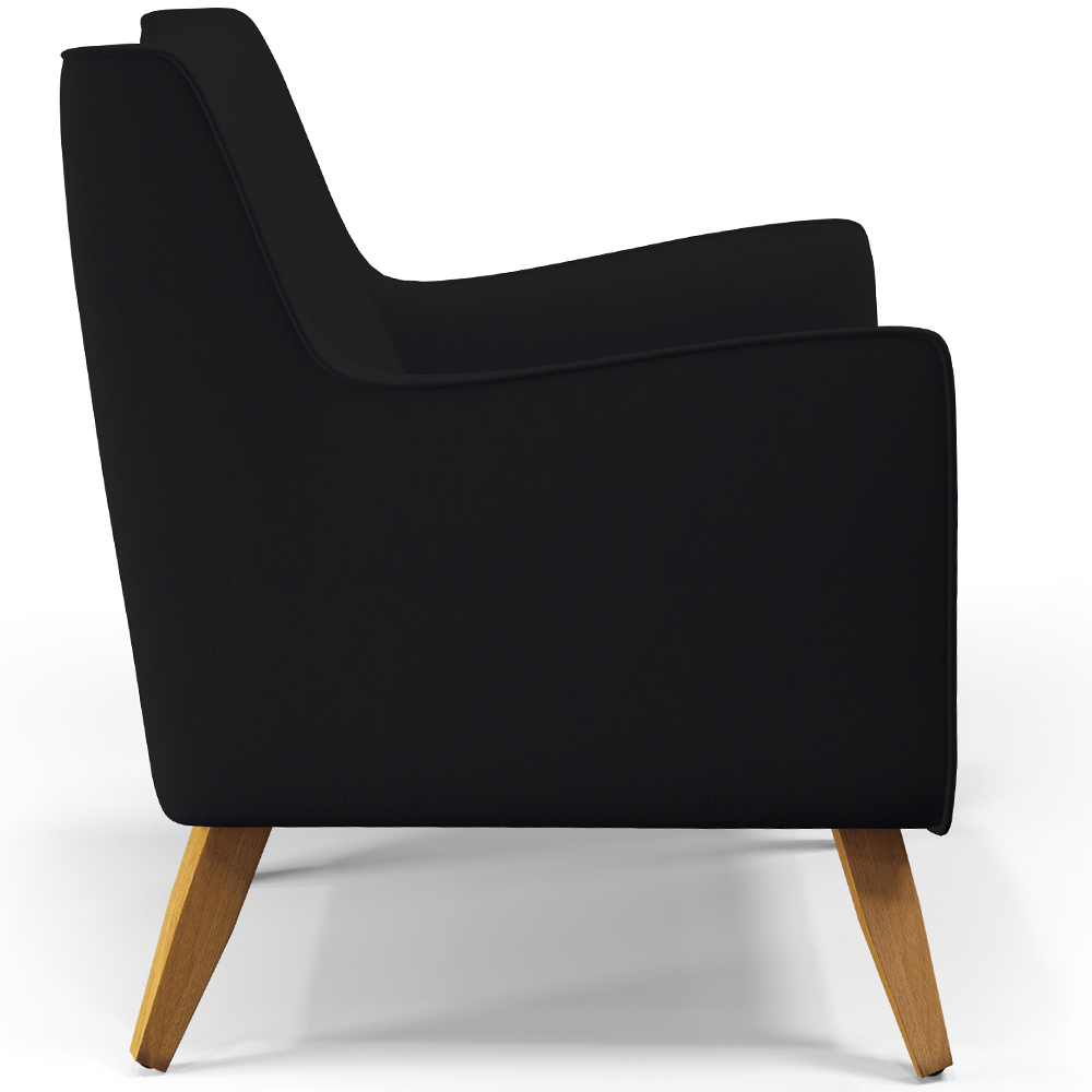Poltrona Decorativa com Pés de Madeira Taroba D02 Veludo Preto C-300 - Lyam Decor