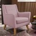 Poltrona Decorativa com Pés de Madeira Taroba D02 Veludo Rosê C-305 - Lyam Decor